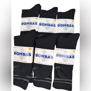 6 PACK BOMBAS CALF CREW SIZE LARGE UNISEX CLASSIC BLACK